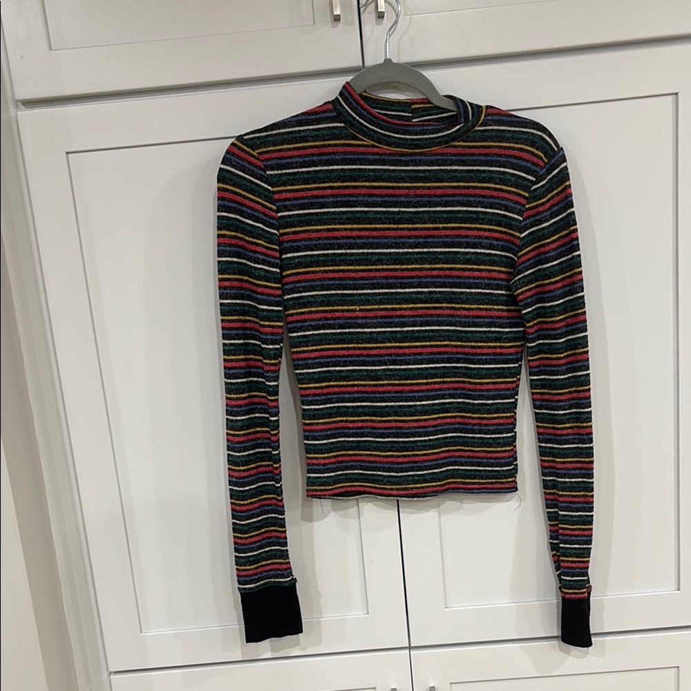 Urban Outfitters Striped Long Sleeve Mock Neck Top
